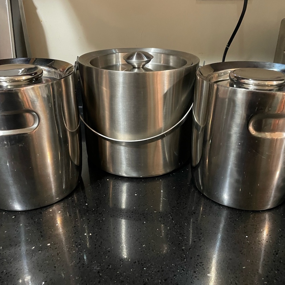 Stainless Steel Kitchen Canister Set And Ice Bucket
